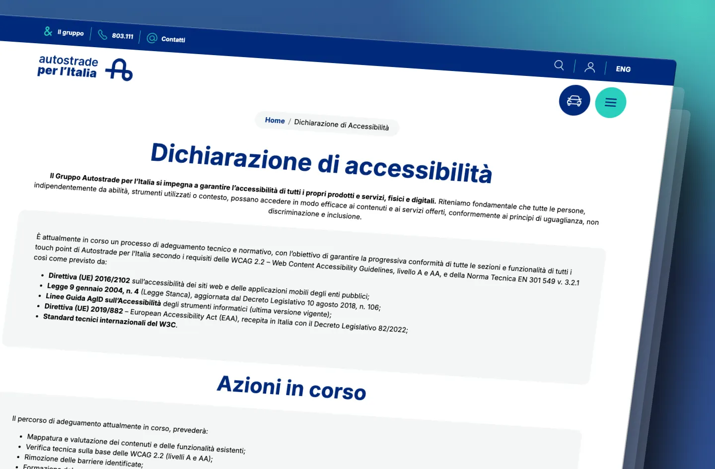 Estratto dichiarazione di accessibilità di autostrade per l'Italia