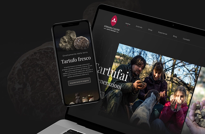 hedron design calugi tartufi website mockup ui