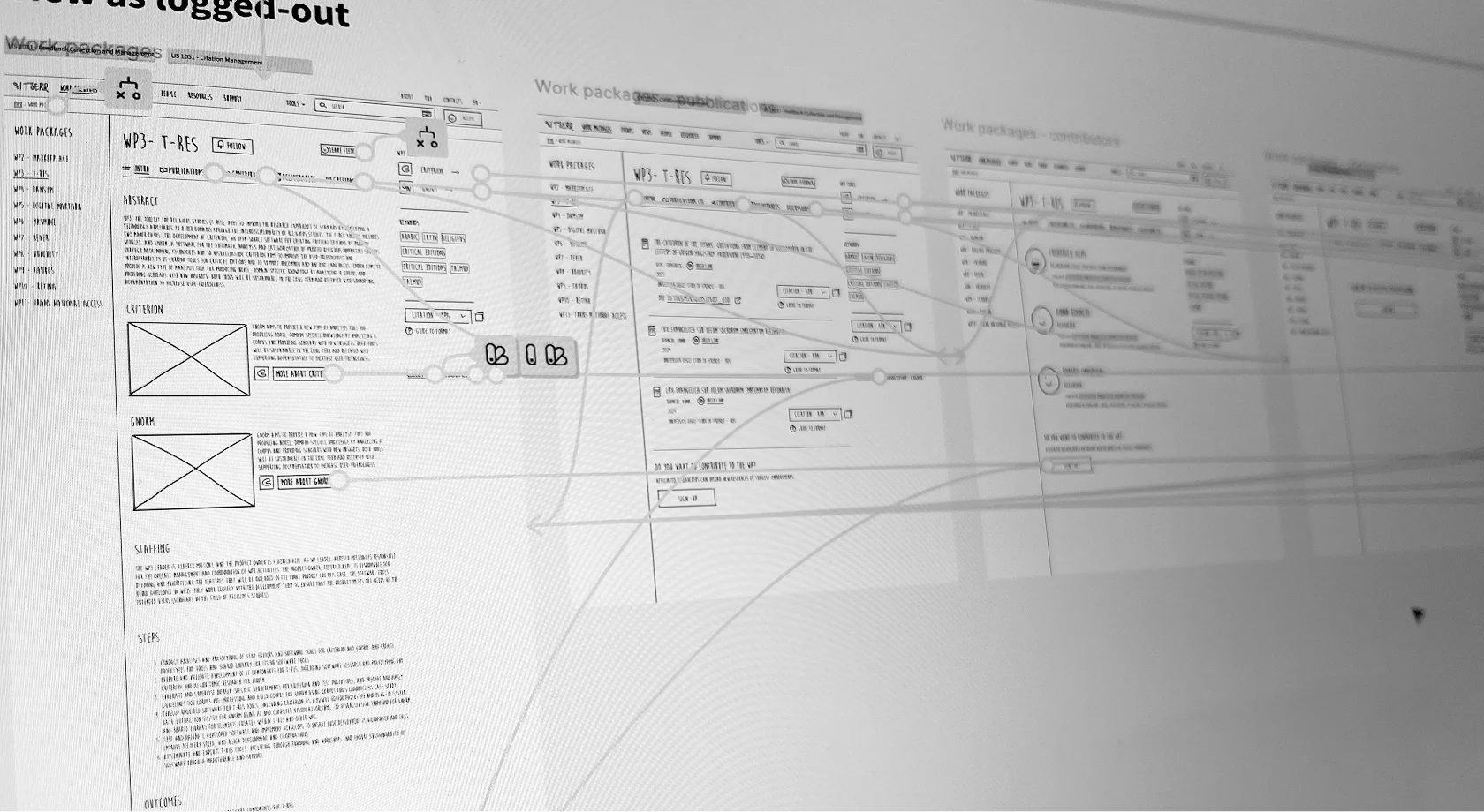 wireframes di hortus prototipati in figma