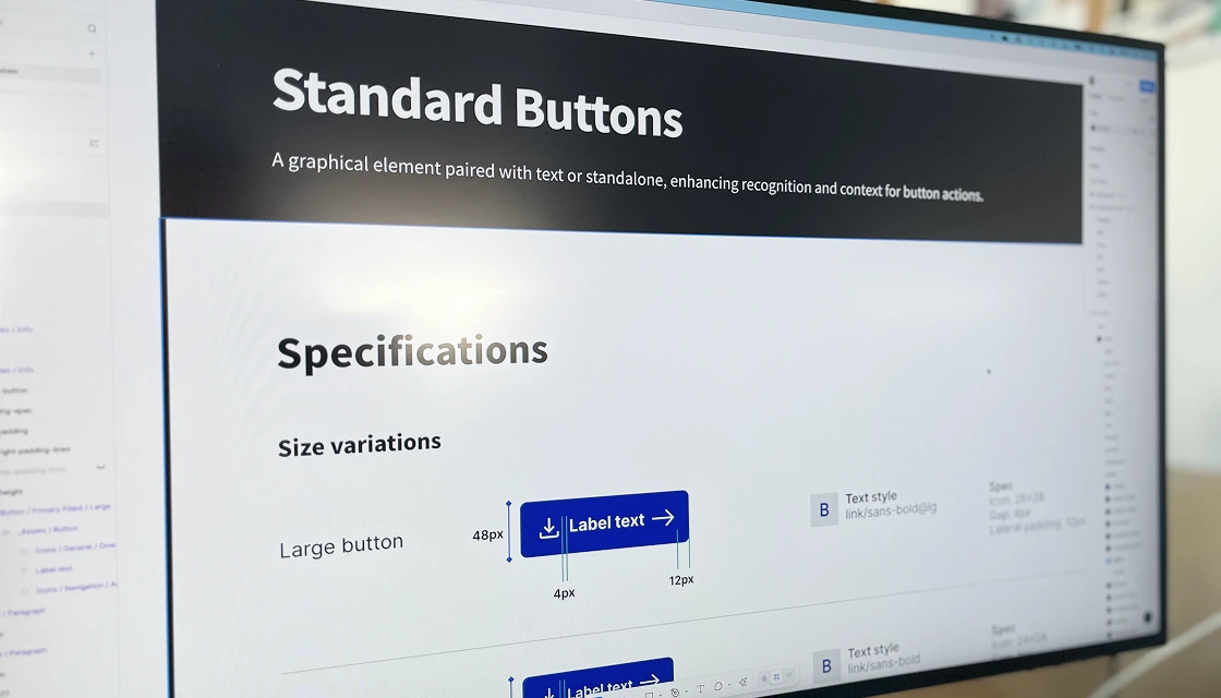 specifica di un buttone in figma