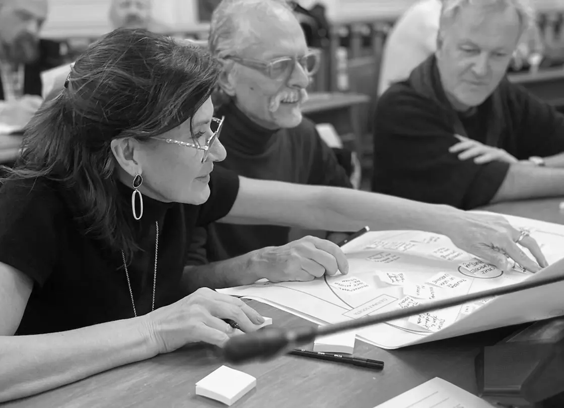 team di utenti che eseguono un esercizio di systemic design